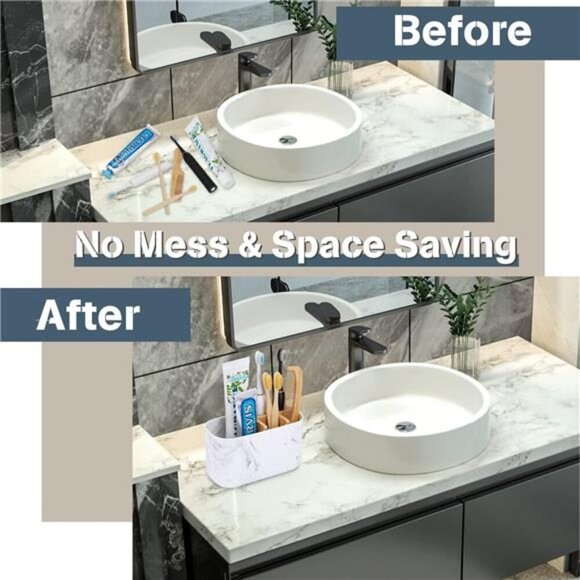 Toothbrush Holders for Bathrooms, 5 Slots Bamboo Toothbrush Holder Kids - Picture 4 of 6